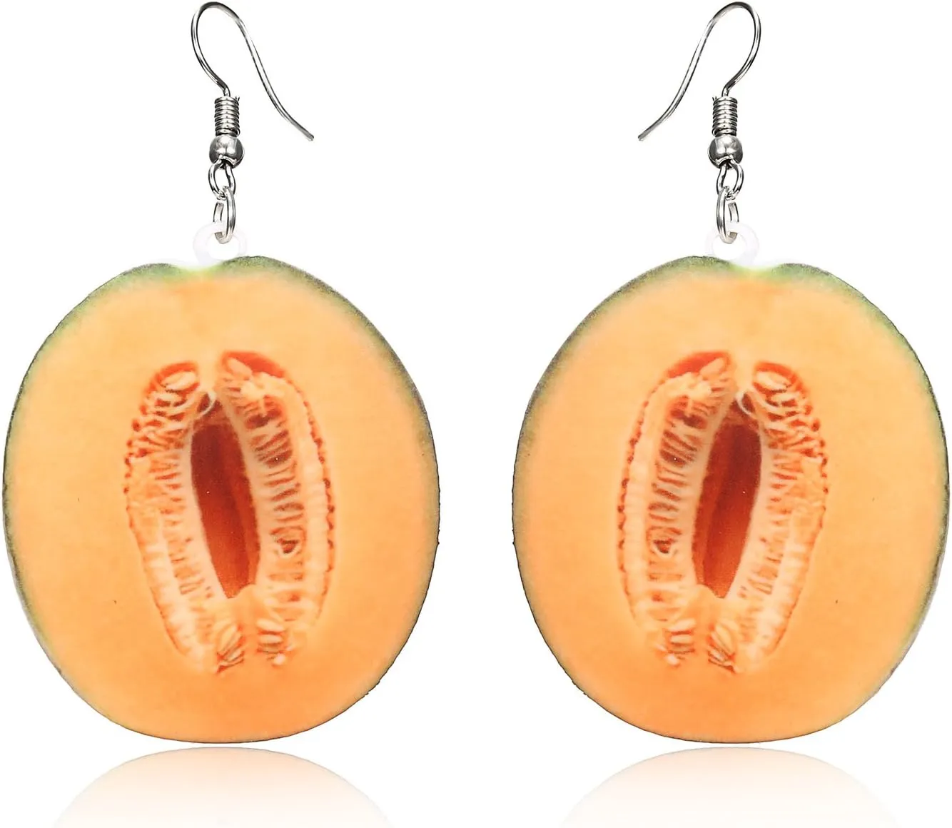 Trendy Statement Creative Funny Lifelike Fruits Acrylic Earrings for Women(Cantaloupe)