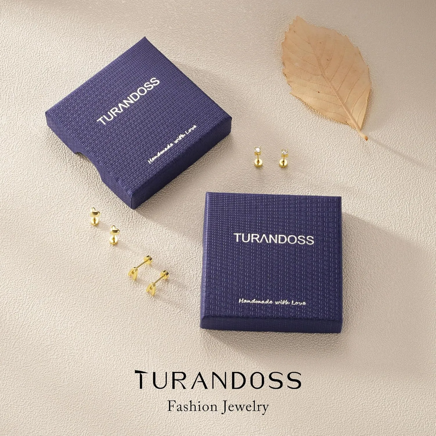 Turandoss 3 Pairs Hypoallergenic Initial Heart Zircon Stud Earrings for Women, 14K Gold Plated Letter A-Z Heart Zircon Flat Back Earrings Set Jewelry Gifts for Women Trendy