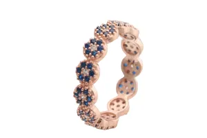 Turkish Handmade Jewelry Sapphire Topaz Rose Gold 925 Sterling Silver Band Ring Size Options