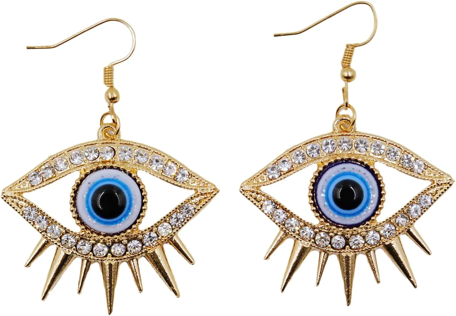 Unique Personality Evil Eye Earrings Fashion Abstract Eye Crystal Rhinestone Fringe Funny Women's Drop Earrings Exaggerated Jewelry
