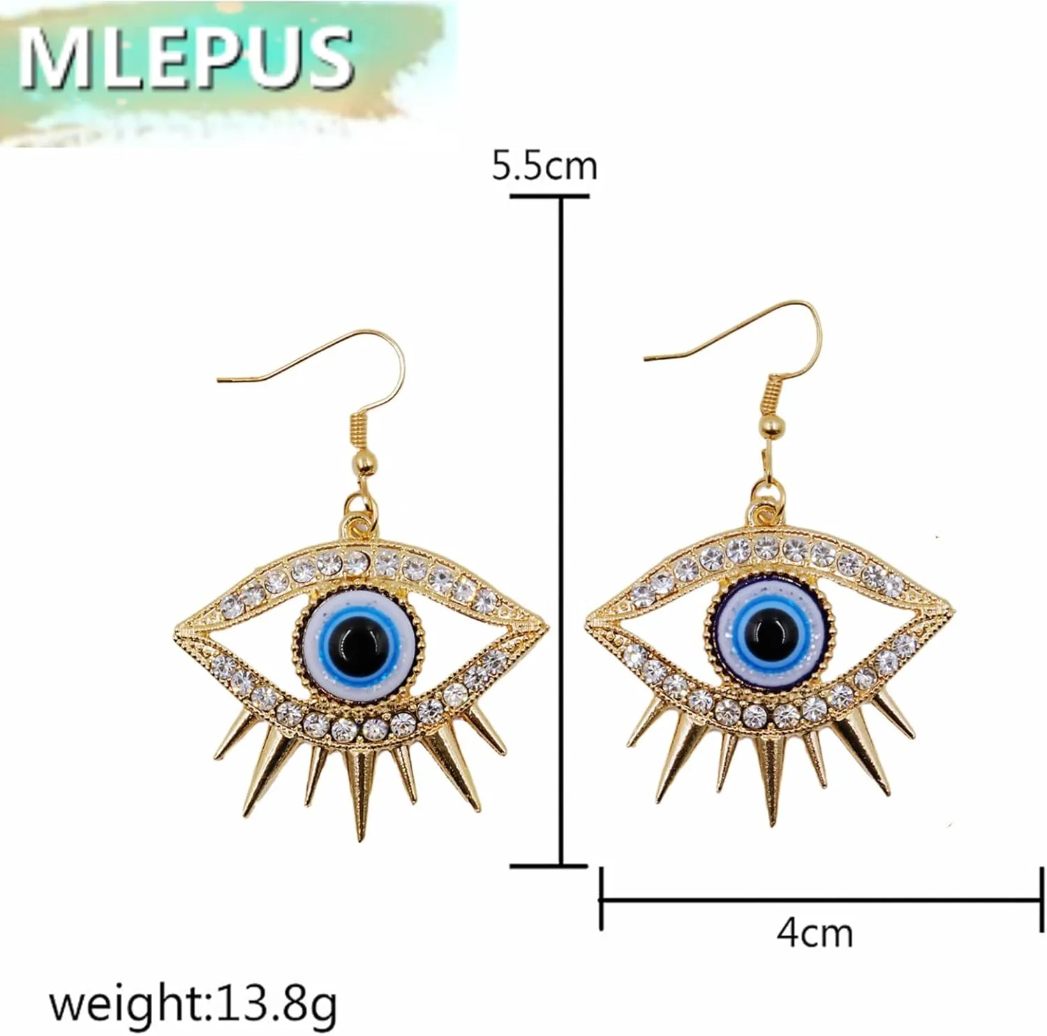 Unique Personality Evil Eye Earrings Fashion Abstract Eye Crystal Rhinestone Fringe Funny Women's Drop Earrings Exaggerated Jewelry