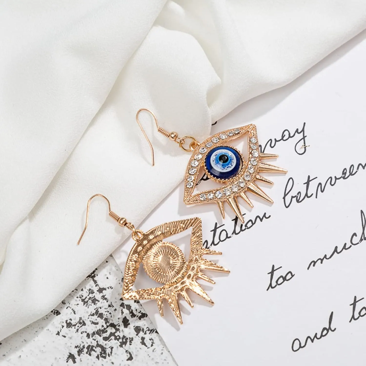 Unique Personality Evil Eye Earrings Fashion Abstract Eye Crystal Rhinestone Fringe Funny Women's Drop Earrings Exaggerated Jewelry