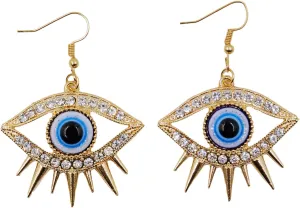 Unique Personality Evil Eye Earrings Fashion Abstract Eye Crystal Rhinestone Fringe Funny Women's Drop Earrings Exaggerated Jewelry