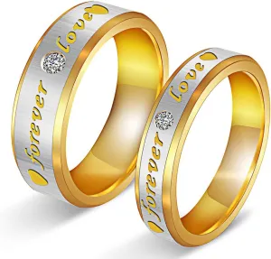Unisex-Adult Stainless Steel 'Forever Love' Proposal Couple Rings (Ring0258) Silver