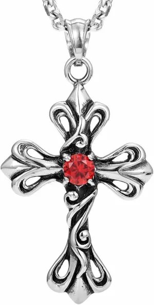 Urban Jewelry Vintage Royalty Celtic Shield Cross Necklace Cubic Zirconia Pendant with 21 Inch Chain
