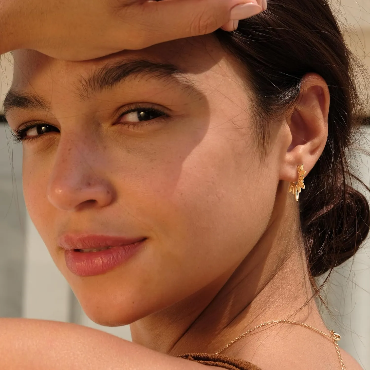 VACRONA Gold Spike Earrings Huggie Earrings for Women 14k Gold Plated Small Huggie Hoop Earrings Simple Lightweight Hoops Gift for Women