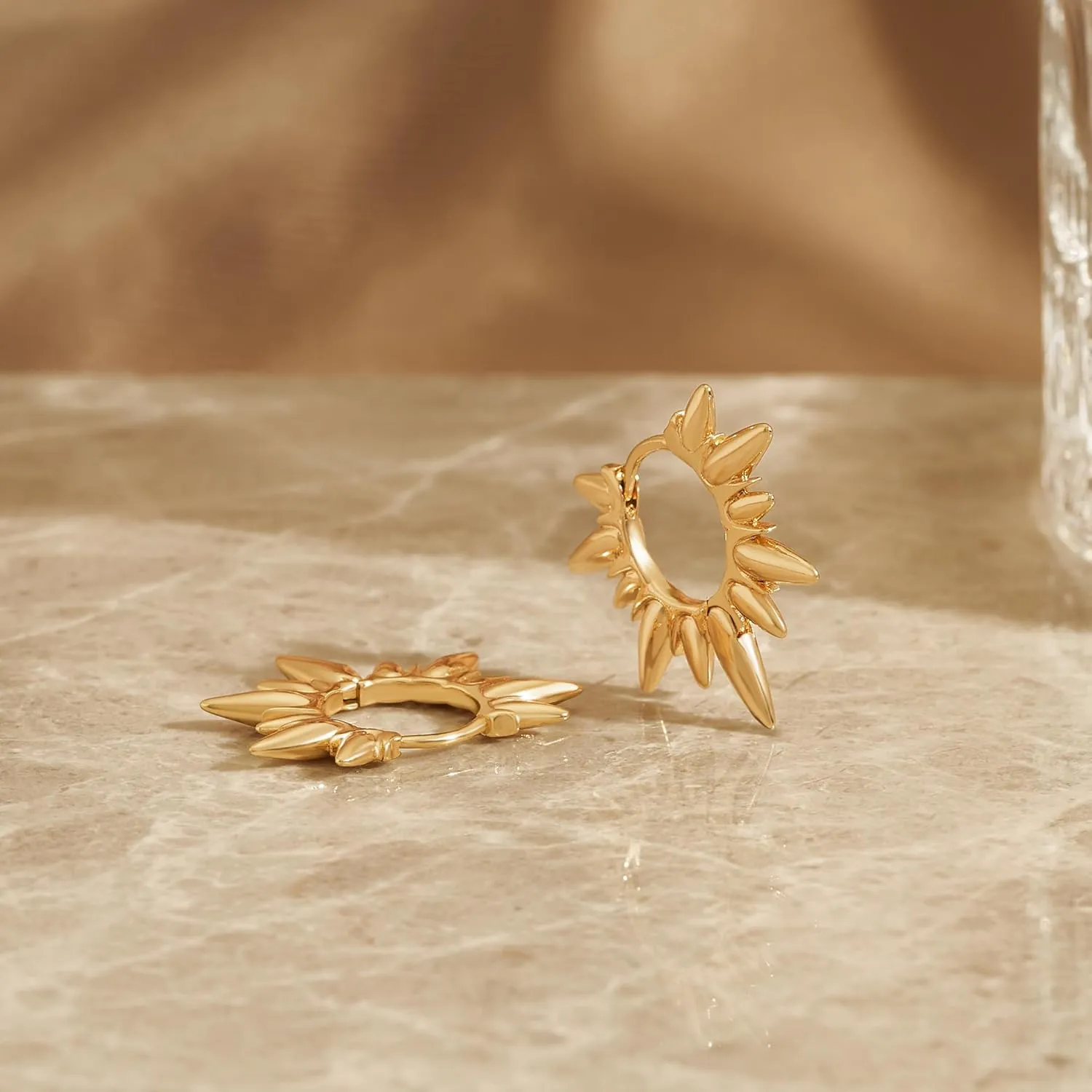 VACRONA Gold Spike Earrings Huggie Earrings for Women 14k Gold Plated Small Huggie Hoop Earrings Simple Lightweight Hoops Gift for Women