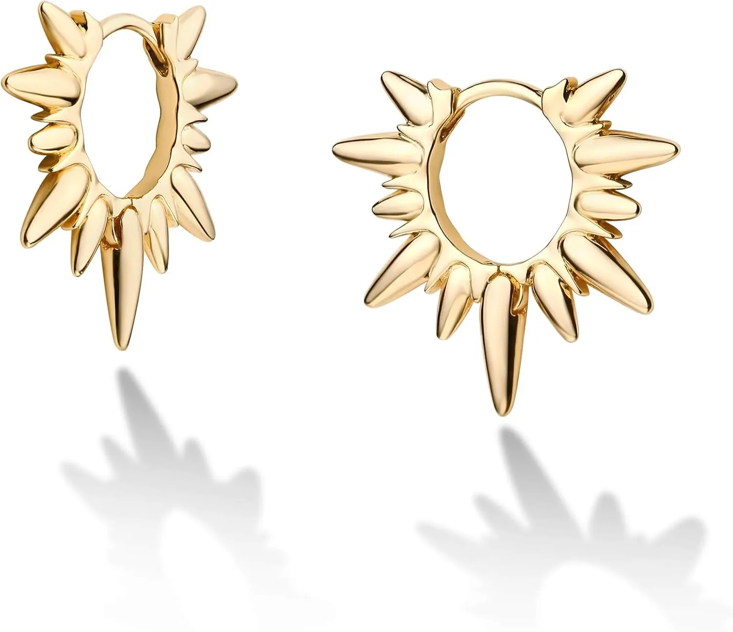 VACRONA Gold Spike Earrings Huggie Earrings for Women 14k Gold Plated Small Huggie Hoop Earrings Simple Lightweight Hoops Gift for Women
