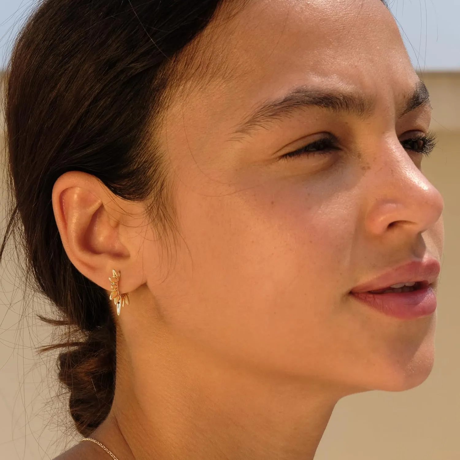 VACRONA Gold Spike Earrings Huggie Earrings for Women 14k Gold Plated Small Huggie Hoop Earrings Simple Lightweight Hoops Gift for Women