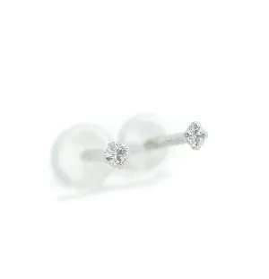 Very Tiny Stud Earrings in Sterling Silver with CZ Crystals - Simple Minimalist Small Ear Studs