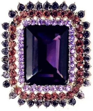 Victorian Vintage Style Embellishment Rectangle Shaped Purple Stone Brooch and Pin Art Deco Shawl and Wrap Accessory