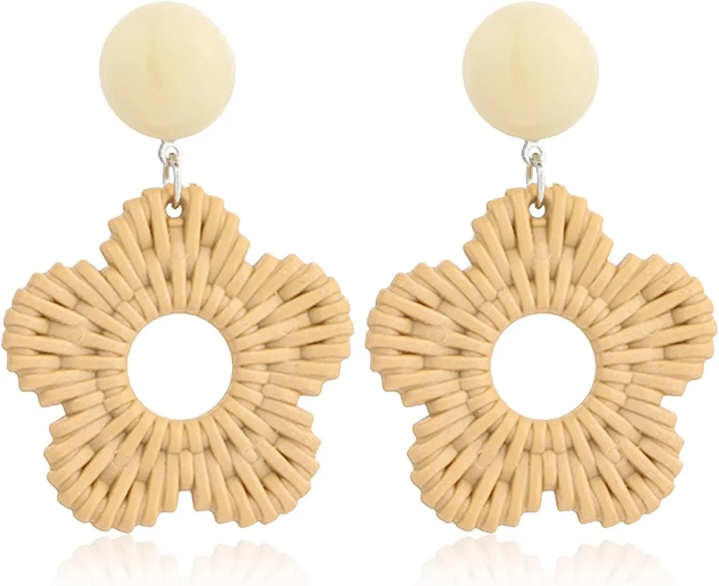 Vintage Flower Statement Dangling Studs Bohemian Simulated Handmade Braid Flower Drop Dangle Earrings for Women Girls