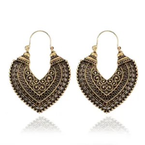 Vintage Gold Silver Color Heart Earrings For Women Alloy Brincos Earings Oorbellen Hoop Earrings Pendientes Bohemia 5036