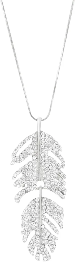 Vintage Maple Leaf Necklace Bohemia Long Feather Rhinestone Crystal Maple Leaf Pendant Necklace Elegant Chic Gold Silver Y Collar Necklace Sweater Chain Statement Necklace Jewelry for Women