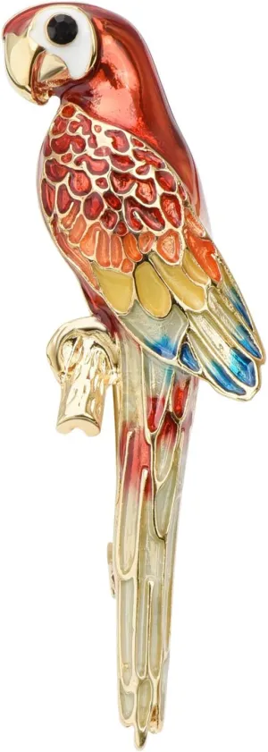 Vintage Multicolor Hand-Painted Enamel Crystal Parrot Bird Brooch Pin Lapel Pins Breastpin Broach Custom Jewelry for Women Men Gift