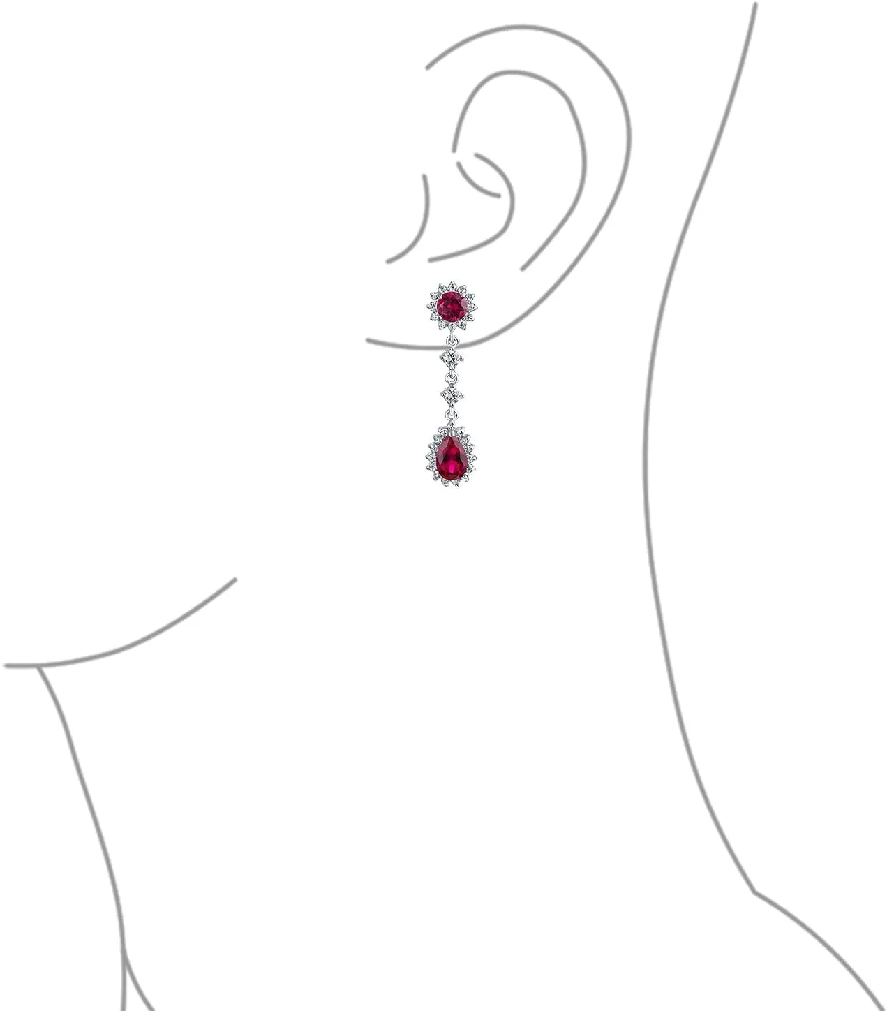 Vintage Style Bridal Simulated Gemstone Statement Pave Crown Halo Cubic Zirconia AAA CZ Long Dangling Oval Teardrop Chandelier Earrings For Women
