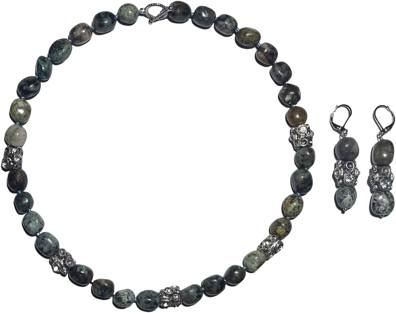 Vintage Style Costume Jewelry Set for Women African Turquoise Beaded Necklace Earrings