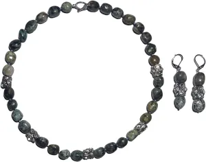 Vintage Style Costume Jewelry Set for Women African Turquoise Beaded Necklace Earrings