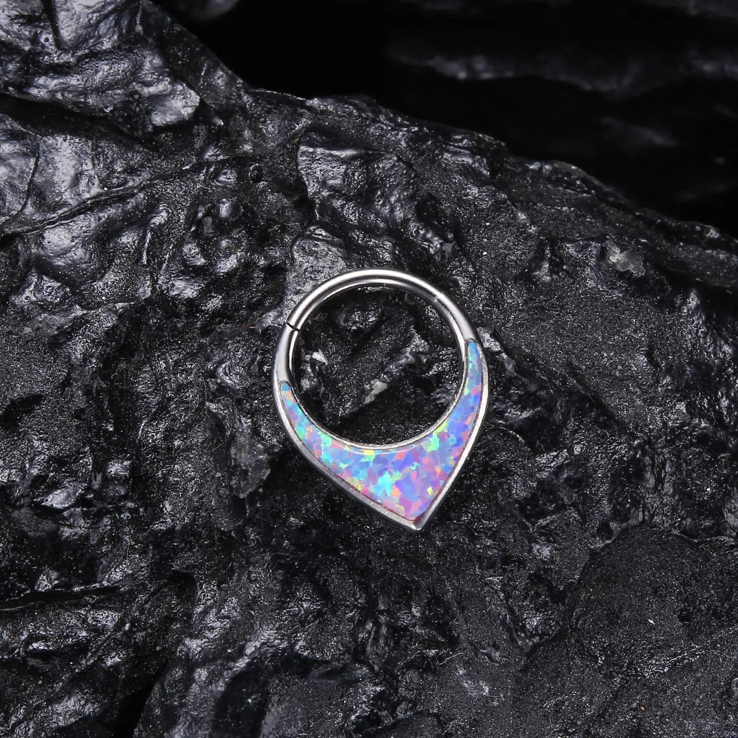 VOJO G23 Titanium 16G Teardrop Septum Hoop Ring Daith Tragus Piercing Clicker Nose Jewelry for Women