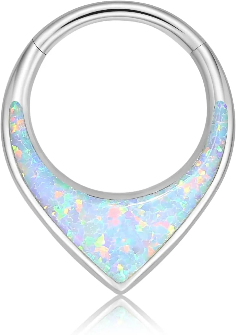 VOJO G23 Titanium 16G Teardrop Septum Hoop Ring Daith Tragus Piercing Clicker Nose Jewelry for Women