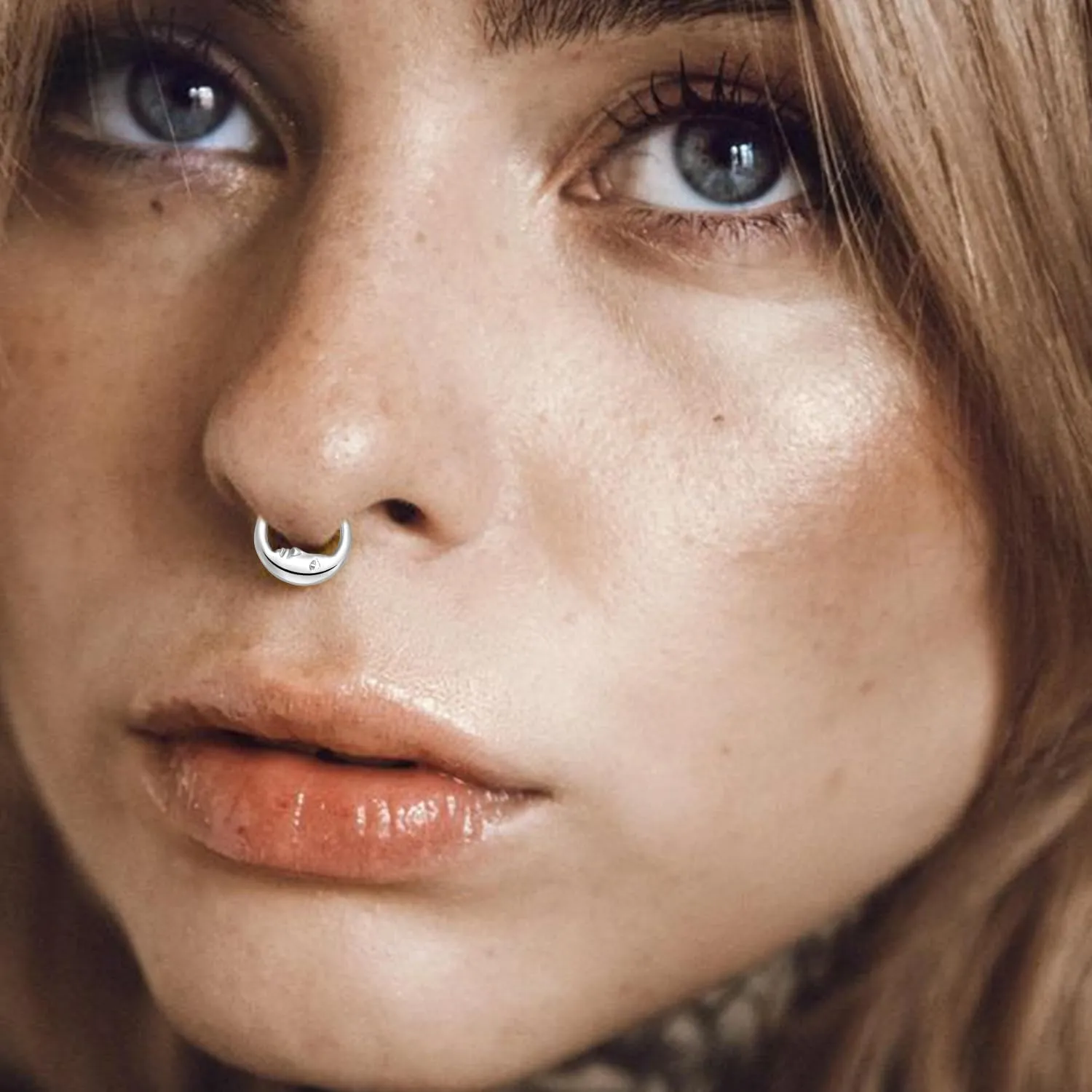 VOJO G23 Titanium 16G Teardrop Septum Hoop Ring Daith Tragus Piercing Clicker Nose Jewelry for Women