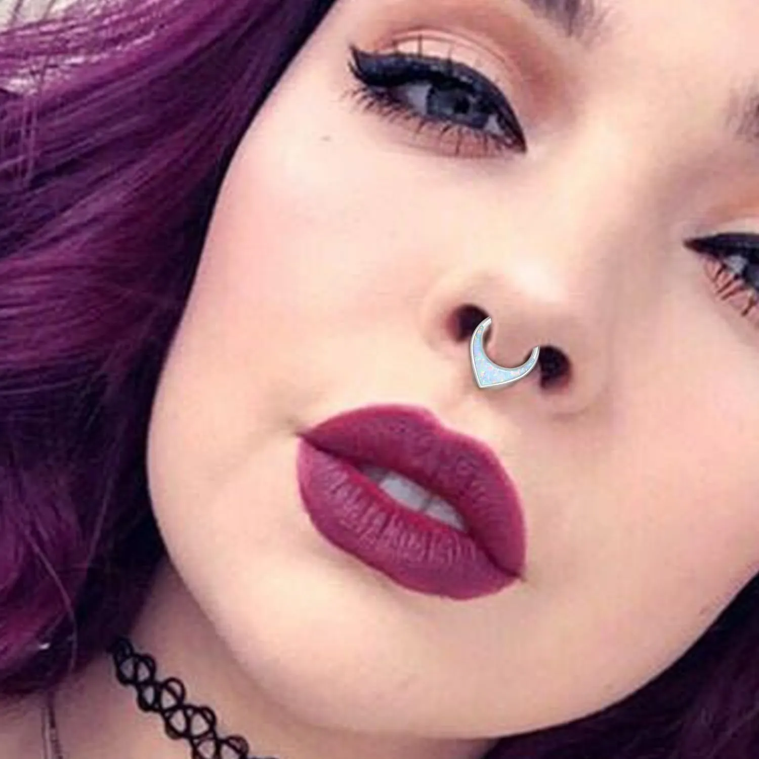 VOJO G23 Titanium 16G Teardrop Septum Hoop Ring Daith Tragus Piercing Clicker Nose Jewelry for Women