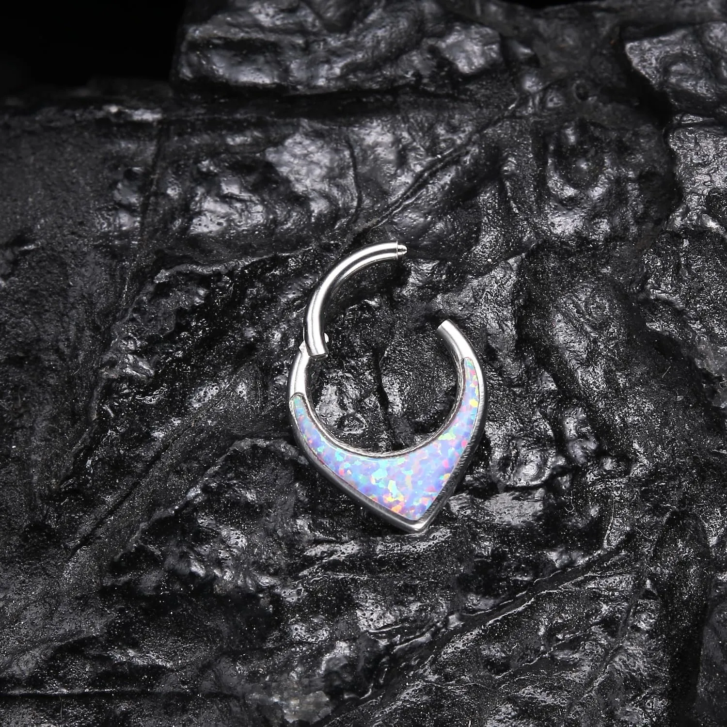 VOJO G23 Titanium 16G Teardrop Septum Hoop Ring Daith Tragus Piercing Clicker Nose Jewelry for Women