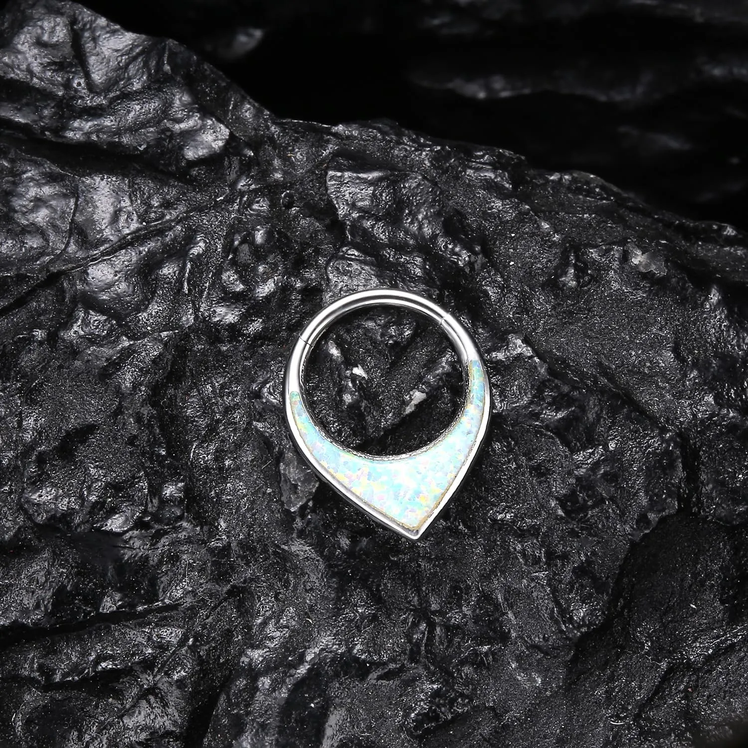 VOJO G23 Titanium 16G Teardrop Septum Hoop Ring Daith Tragus Piercing Clicker Nose Jewelry for Women