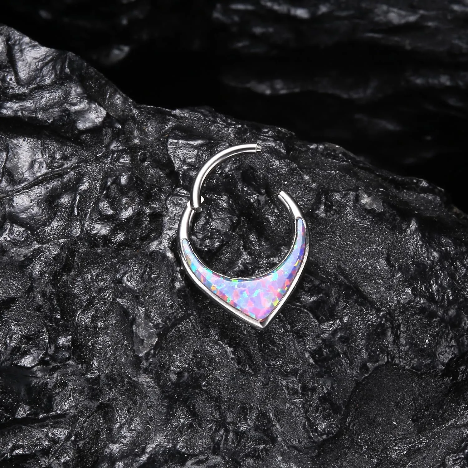 VOJO G23 Titanium 16G Teardrop Septum Hoop Ring Daith Tragus Piercing Clicker Nose Jewelry for Women