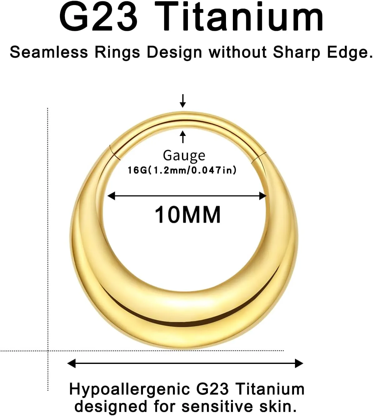VOJO G23 Titanium 16G Teardrop Septum Hoop Ring Daith Tragus Piercing Clicker Nose Jewelry for Women
