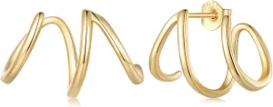 VOROCO Dainty Trendy Earrings 925 Sterling Silver Stud Earrings Triple Illusion Cuff Huggie Claw Earrings Piercings Studs for Women Jewelry Gifts
