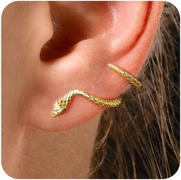 VRIUA Womens Snake Earrings - 14K Gold Plated Serpent Earrings Hypoallergenic Snake Stud Earring Everyday Trendy Jewelry
