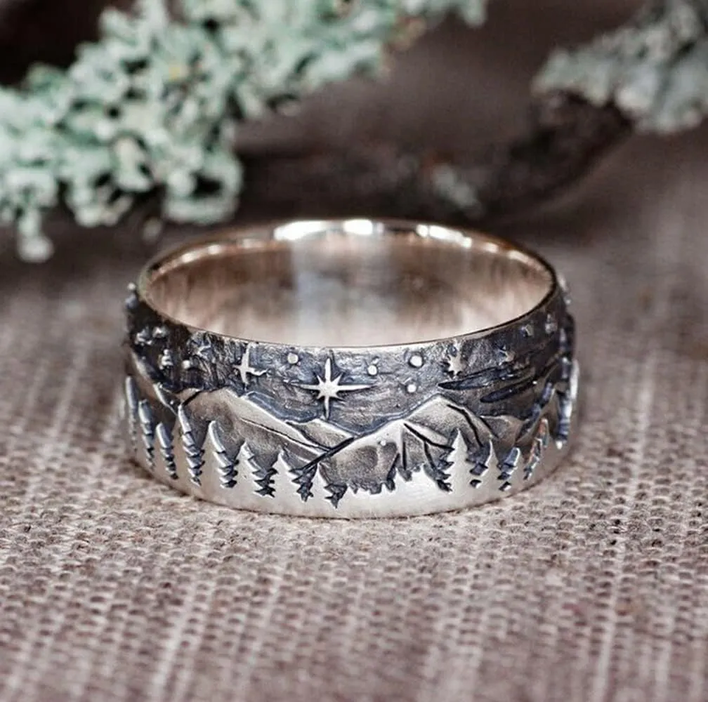 WDIYIEETN Wolf Couple Rings for Women Men Vintage Silver Loyal Wolf Rings Norse Viking Ring Gothic Retro Punk Wolf Totem Rings Wolf Signet Amulet Rings (8, Men)