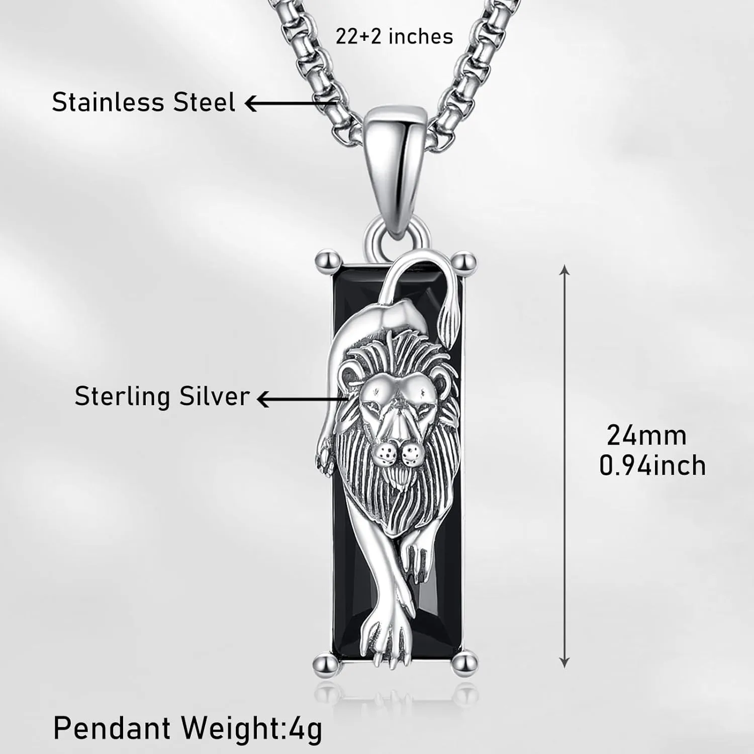 Wolf/Tiger/Lion/Dog/Spider/Eagle/Scorpion Necklace for Women Men 925 Sterling Silver Animal Necklace Black Crytal Cool Necklace Jewelry Gifts