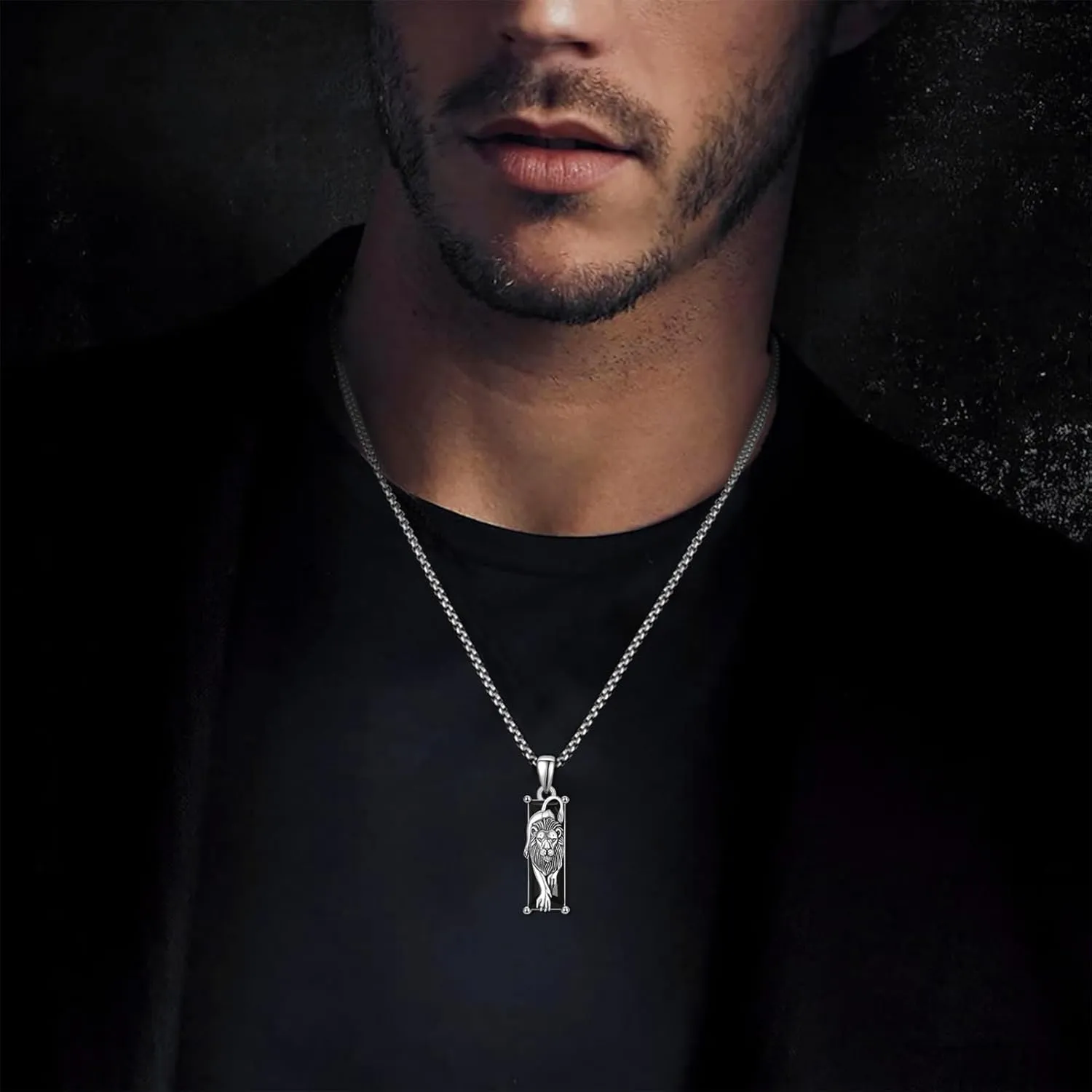 Wolf/Tiger/Lion/Dog/Spider/Eagle/Scorpion Necklace for Women Men 925 Sterling Silver Animal Necklace Black Crytal Cool Necklace Jewelry Gifts