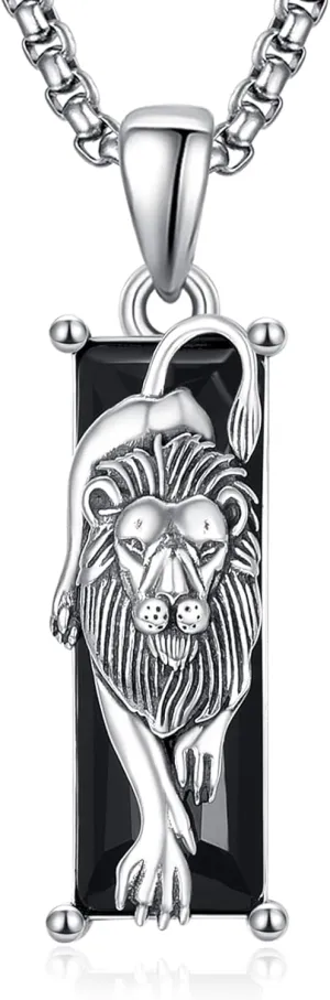 Wolf/Tiger/Lion/Dog/Spider/Eagle/Scorpion Necklace for Women Men 925 Sterling Silver Animal Necklace Black Crytal Cool Necklace Jewelry Gifts