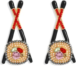 Womens Sushi Novelty Unique Fun Japanese Asian Themed Style Sparkle Cute Pretty Dangle Stud Earrings