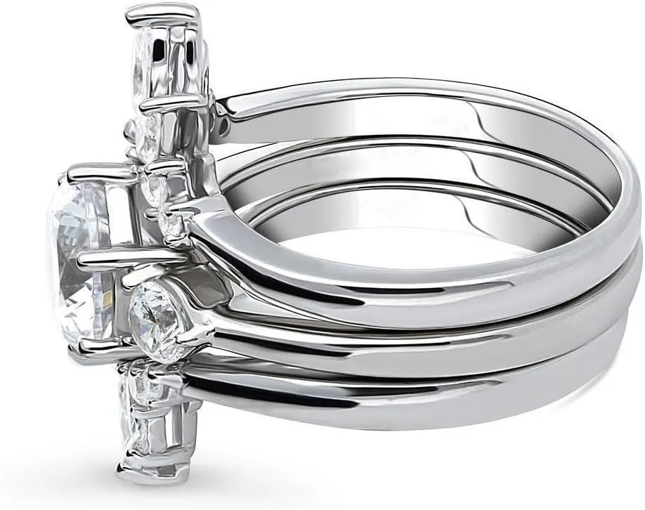 Women's Wedding Ring Sets White Gold Plated AAA CZ 3pcs Ring Set for Women