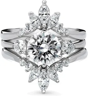 Women's Wedding Ring Sets White Gold Plated AAA CZ 3pcs Ring Set for Women