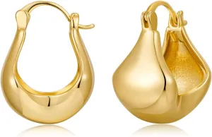 WOWORAMA Gold Chunky Hoop Earrings for Women Filigree Gold Hoop Earrings Lightweight Basket Hoop Earrings Simple Thick Round Ball Hoop Earrings