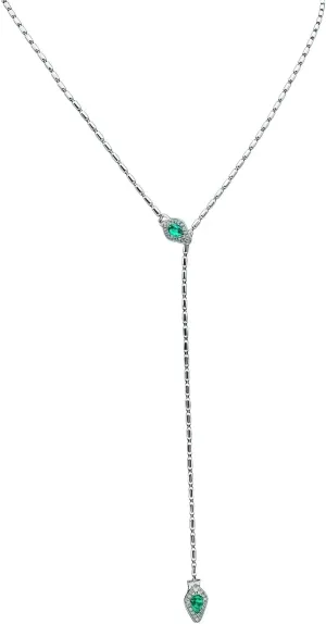 Y Long Necklace Jewelry for Women Emerald Cubic Zirconia Pendant Necklace for Women.