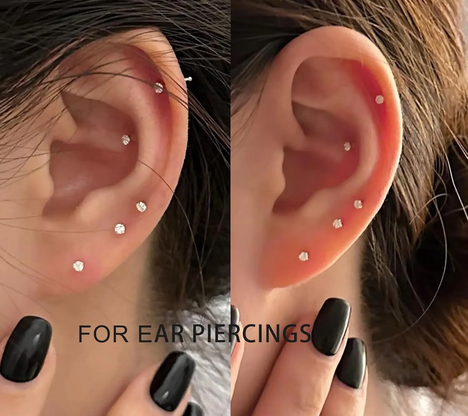 Yaalozei 20G 18G 16G F316 Titanium Flat Back Nose Rings Studs Hypoallergenic Screw on Tragus Helix Cartilage Earrings Stud Piercing Jewerly for Women Men Bars 6mm