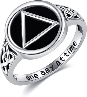 YAFEINI Sobriety Gifts for Women Ring 925 Sterling Silver AA Coins Rings AA Jewelry