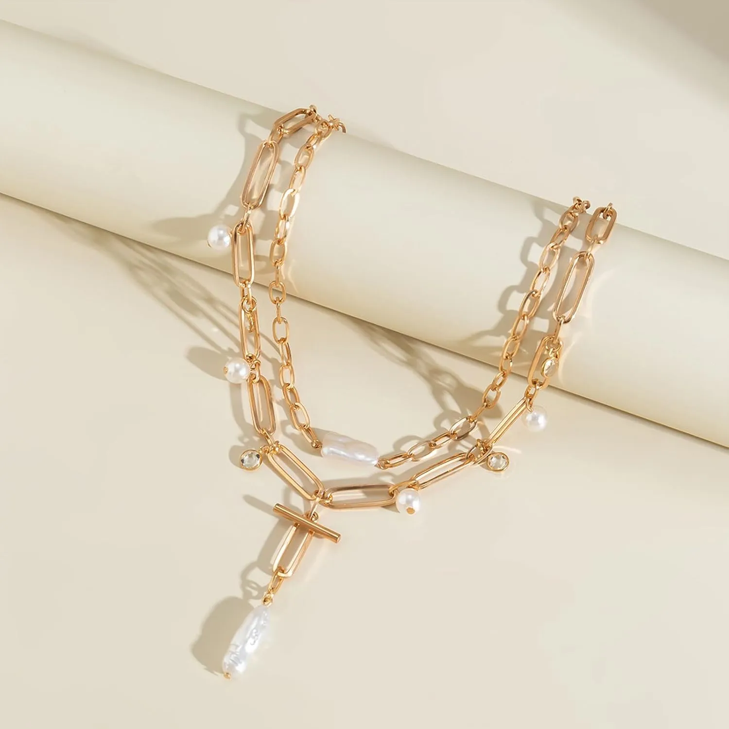 YANCHUN Gold Charm Necklace Beach Jewelry for Women Trendy Summer Shell Pearl Coin Paperclip Chain Necklaces Western Jewelry Cowgirl Outfits Accessories Boho Summer Outfits for Women 2025