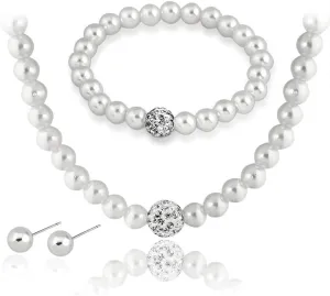 YAZILIND Imitation Pearl Jewelry Set Elegant Necklace Stud Earrings Bracelet Wedding Bridal Party Accessories
