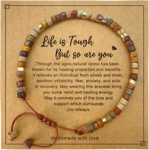 yupoxiu Inspirational Gifts Healing Natural Stone Bracelets - Thinking of You, Get Well Soon Encouragement Gifts Strength Bracelets for Women Friends Sister