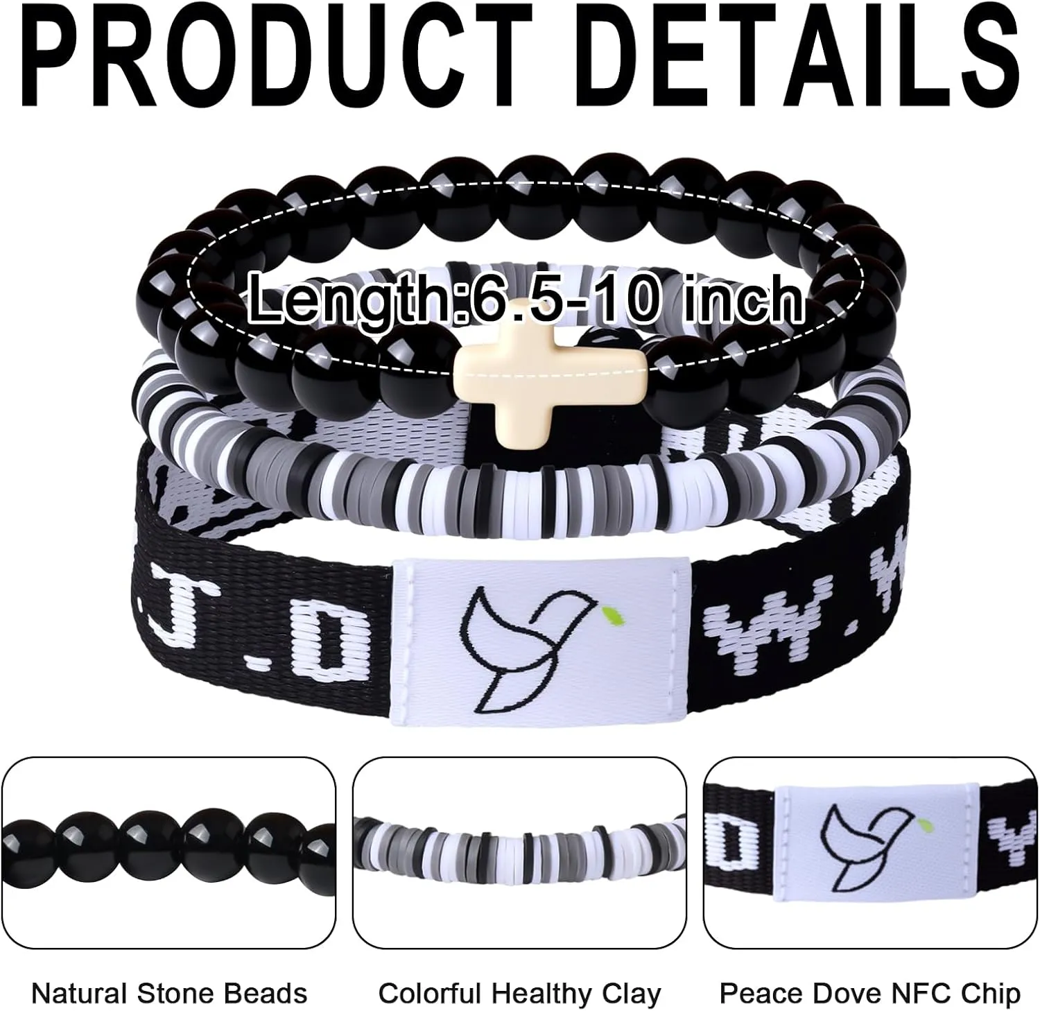 YUZHEJIE Daily Bible Verse Bracelets with Scan WWJD Bracelets Christian Cross Jesus Bracelet Religious Faith Scripture Gifts for Women Men