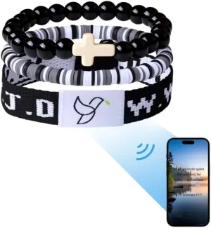YUZHEJIE Daily Bible Verse Bracelets with Scan WWJD Bracelets Christian Cross Jesus Bracelet Religious Faith Scripture Gifts for Women Men