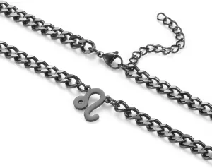 Zodiac Sign Pendant Necklaces for Women Men Stainless Steel Leo Constellation Horoscope Astrology Jewelry, 6.5mm Diamond Cut Cuban Link Curb Chain 18 2 inches