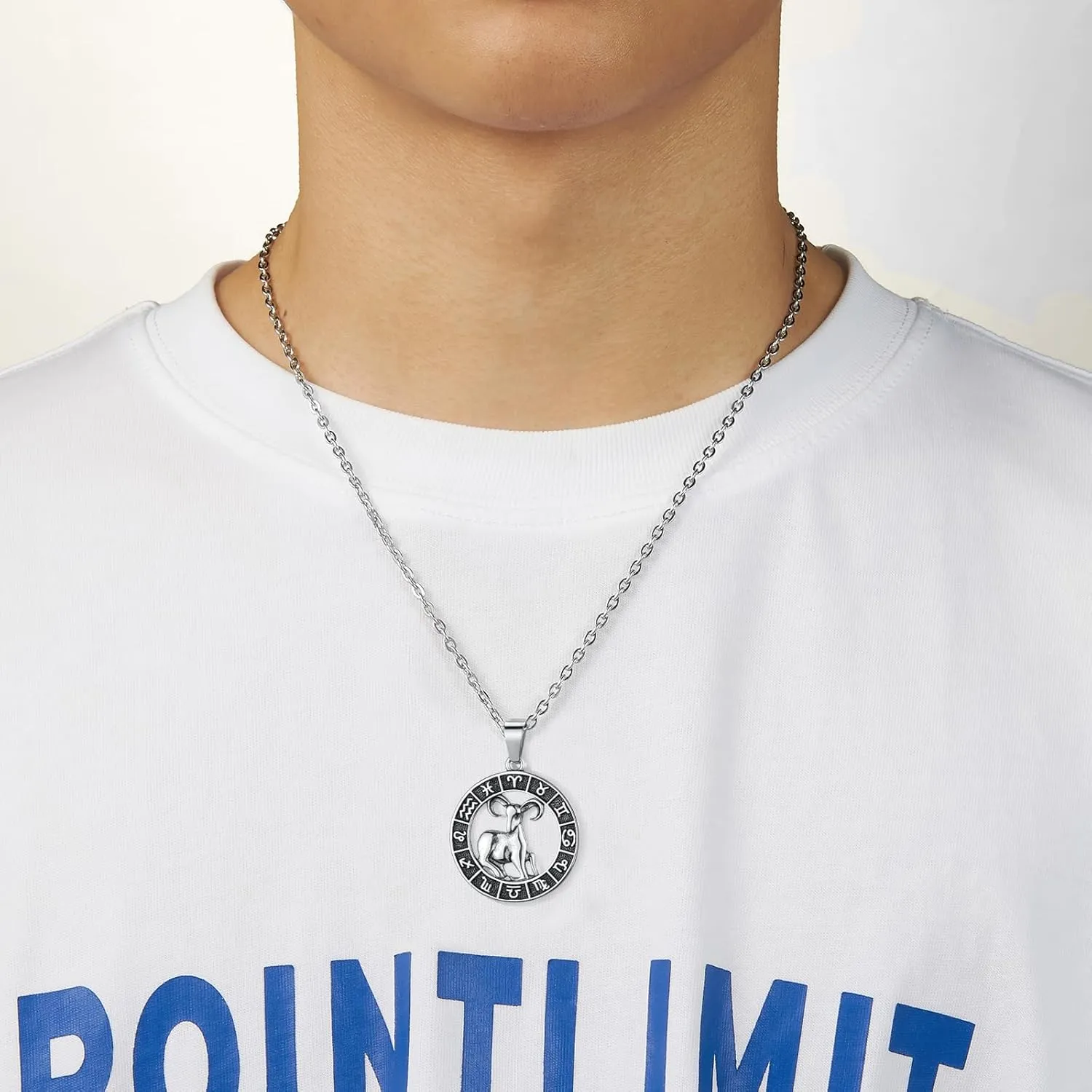 Zodiac Sign Pendant Necklaces for Women Men Stainless Steels Leo Constellation Horoscope Medallion Retro Celestial Astrology Jewelry
